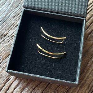 MAM Gold Ear Crawler Earrings – Minimalist Double Bar Design